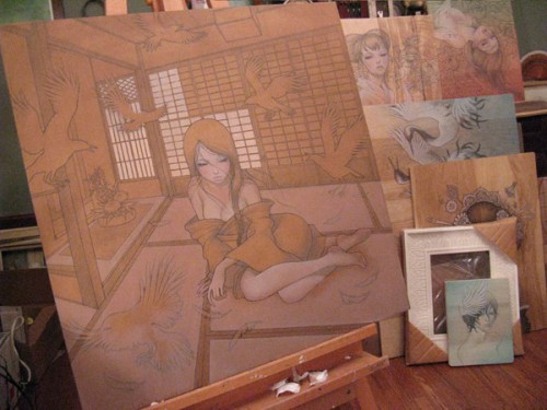kawasaki,manga,dessins sur bois